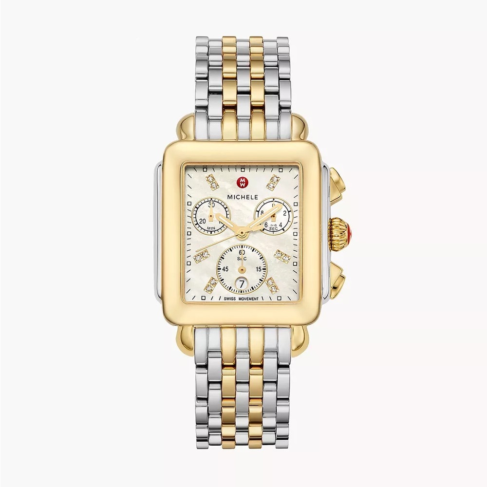 Michele Deco Two-Tone 18K Gold-Plated Diamond Dial Watch